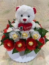 Load image into Gallery viewer, Teddy with white &amp; Red Rocher Roses
